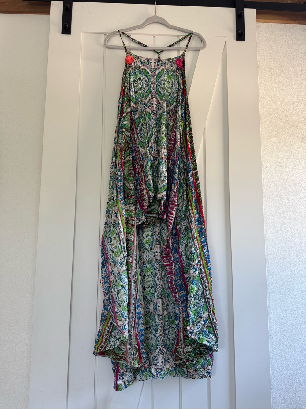 IJC Designs maxi dress w/ vibrant boho-chic paisley print & halter-style straps